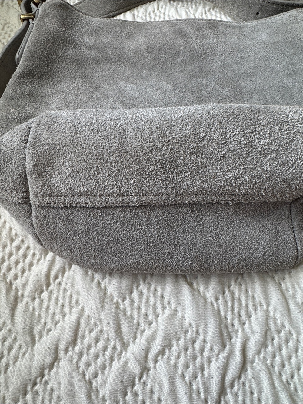Suede Crossbody Shoulder Bag in Light Gray - Picture 3 of 12